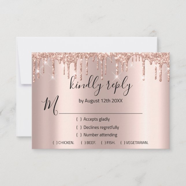 Mariage Rose RSVP Paillettes Baptême de Mariée VIP (Devant)