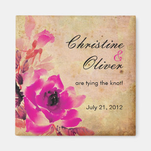 Mariage rose Vintage Sauvez Le Magnet De La Date