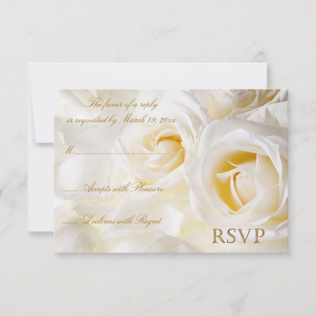 Mariage Roses blanches RSVP (Devant)