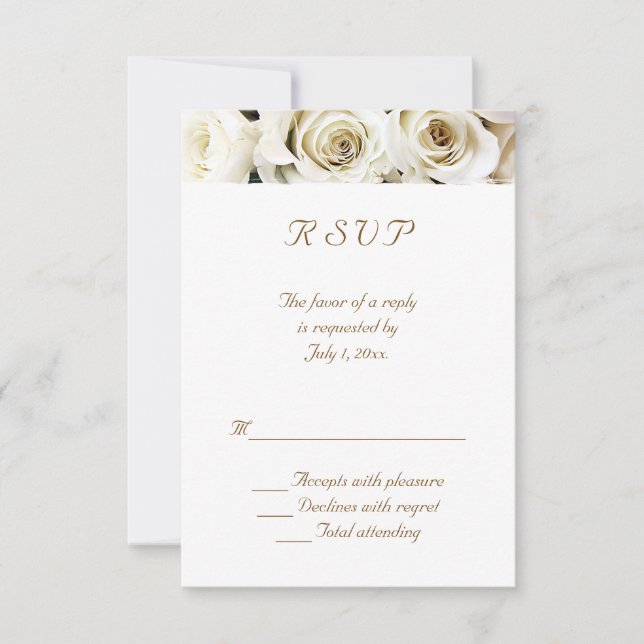 Mariage Roses blanches RSVP (Devant)