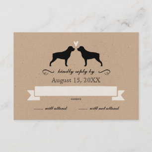 Mariage Rottweiler Silhouettes Réponse RSVP