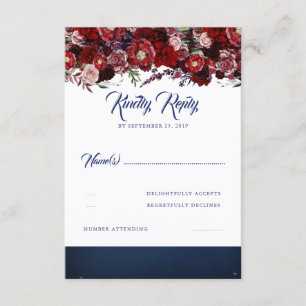 Mariage rouge bleu marine et bordeaux RSVP