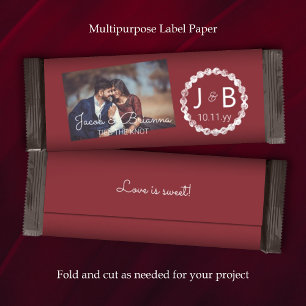 Mariage rouge Bourgogne Candy Bar Wrapper avec pho