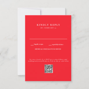 Mariage rouge moderne QR Code RSVP