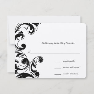 Mariage Royal Black Fwirls RSVP