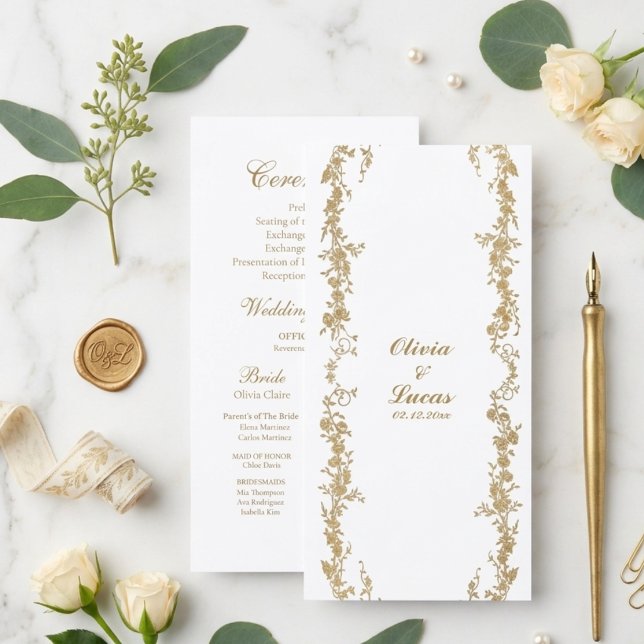 Mariage Royal Blanc et Or Élégant Floral (Créateur téléchargé)