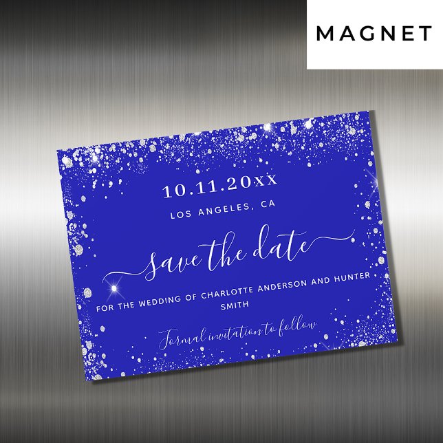 Mariage Royal bleu argent enregistrer l'aimant dat (Créateur téléchargé)