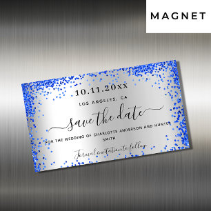 Mariage royal bleu argent enregistrer l'aimant de