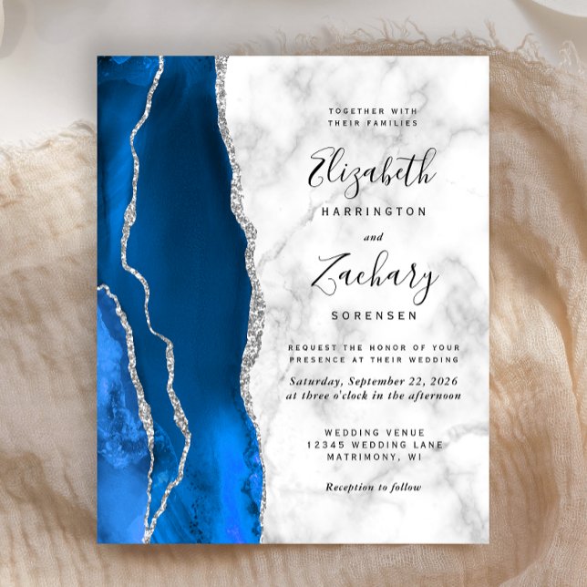 Mariage Royal Bleu Marbre d'Agate Argent (Créateur téléchargé)