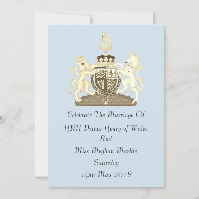 Mariage royal Harry and Meghan Custom Invitation B (Devant)