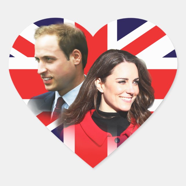 Mariage royal - Stickers de coeur William & Kate (Devant)