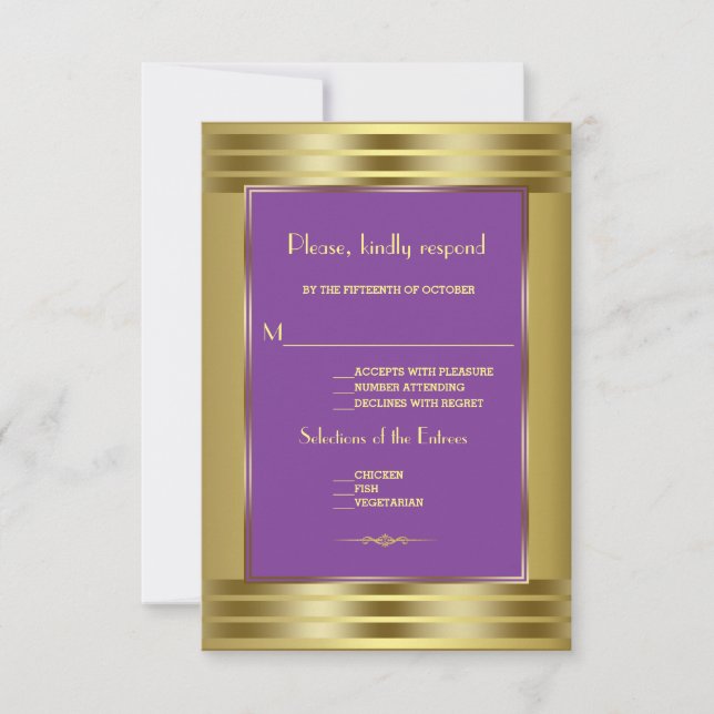Mariage Royal violet et Gold RSVP (Devant)