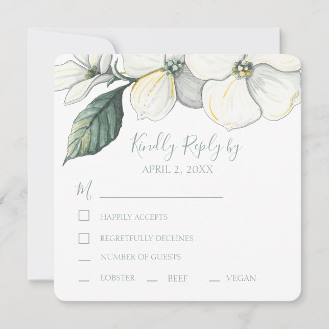 Mariage RSVP Aquarelle Dogwood Blooms (Devant)