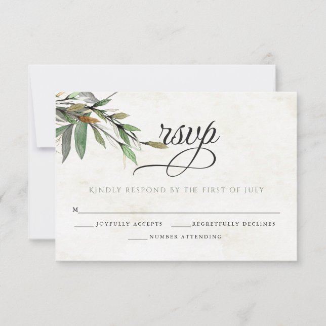 Mariage RSVP aquarelle fleurs botaniques (Devant)