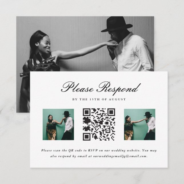 Mariage RSVP avec QR Code et Mariage photo (Devant / Derrière)