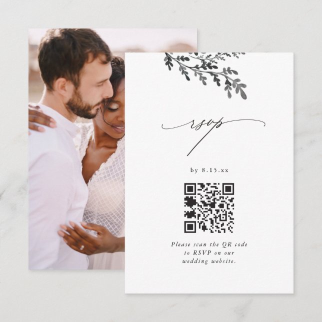 Mariage RSVP avec QR Code et photo (Devant / Derrière)