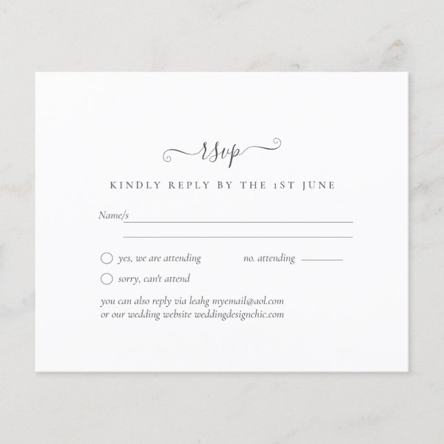 Mariage RSVP blanc clair minimaliste simple (Devant)
