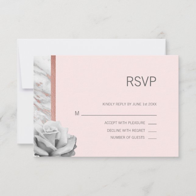 Mariage RSVP Blush Rose Gold Foil & Grey (Devant)