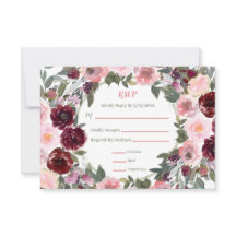 Mariage RSVP Burgundy Rose Rose rose Dusty