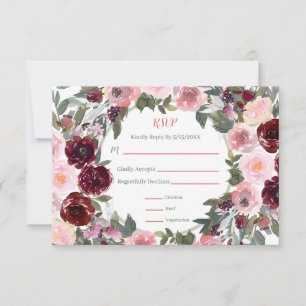 Mariage RSVP Burgundy Rose Rose rose Dusty