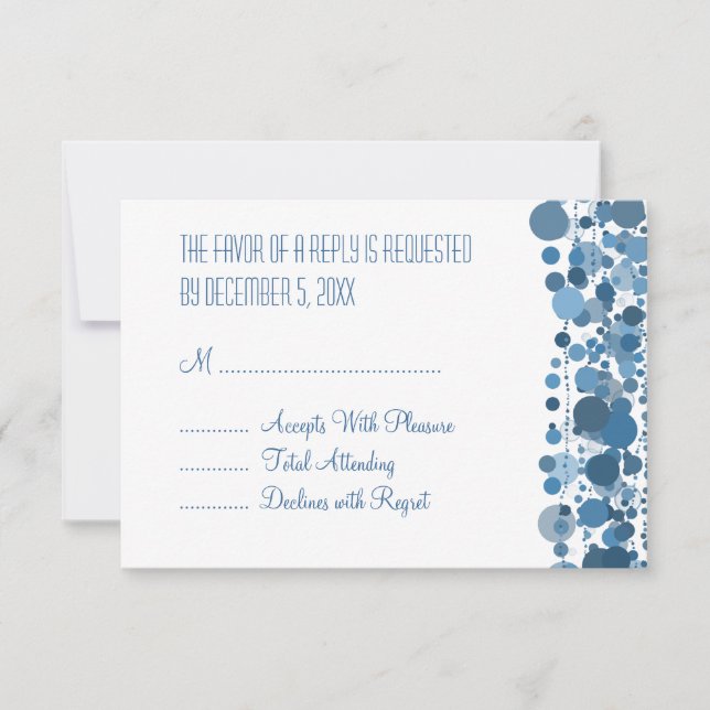 Mariage RSVP Dots modernes Bleu (Devant)