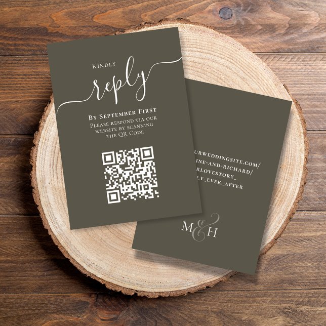 Mariage RSVP du code QR du budget simple (Wedding RSVP response card with scannable QR Code. )