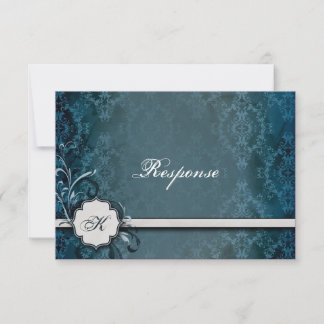 Mariage RSVP Elegant Monogramme Vintage Damask