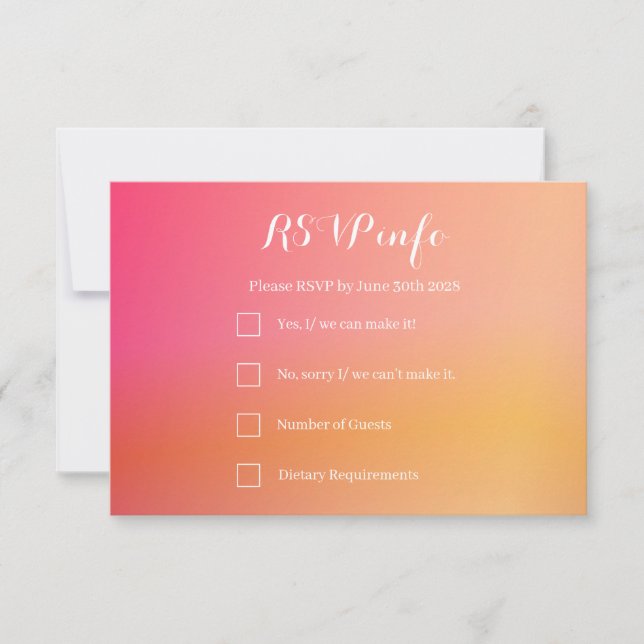 Mariage RSVP Elegant Orange Peach Ombre (Devant)