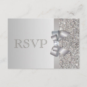 Mariage RSVP en argent, Bow & Diamond
