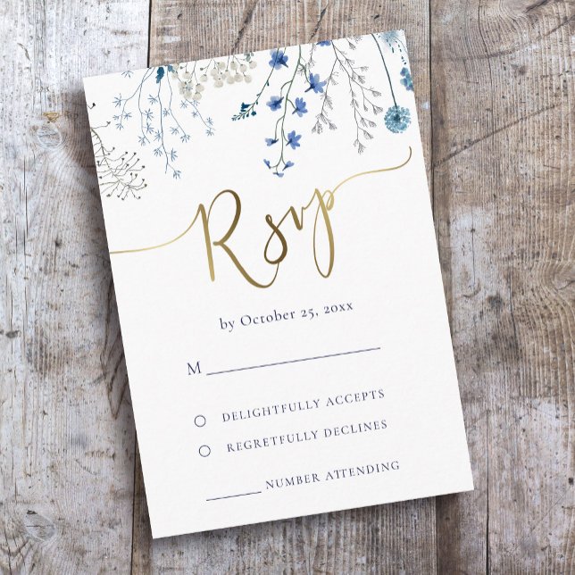 mariage RSVP fleur sauvage bleu (Créateur téléchargé)