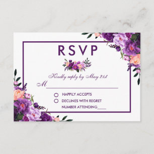 Mariage RSVP Floral violet ultra violet