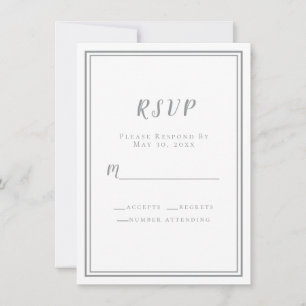 Mariage RSVP Gris Blanc Simple Moderne Minimaliste