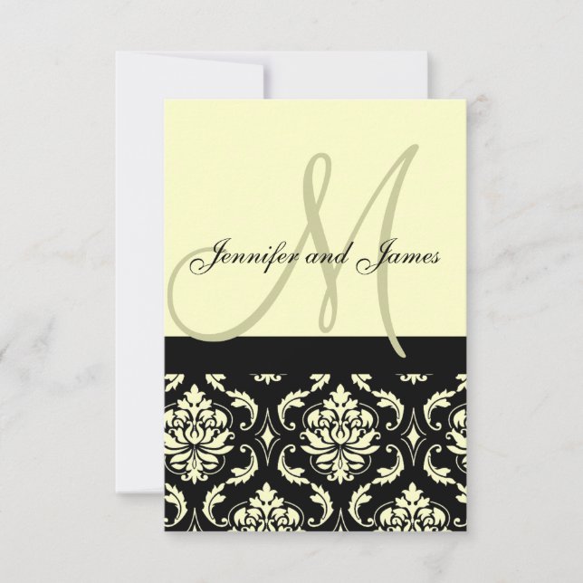 Mariage RSVP Ivory Damask pour invitations Carrés (Devant)