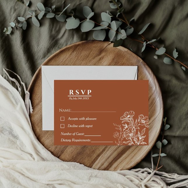 Mariage RSVP minimaliste en terre cuite à large (Créateur téléchargé)