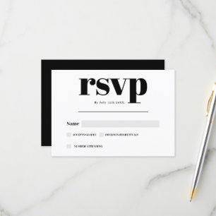 Mariage rsvp moderne en noir blanc