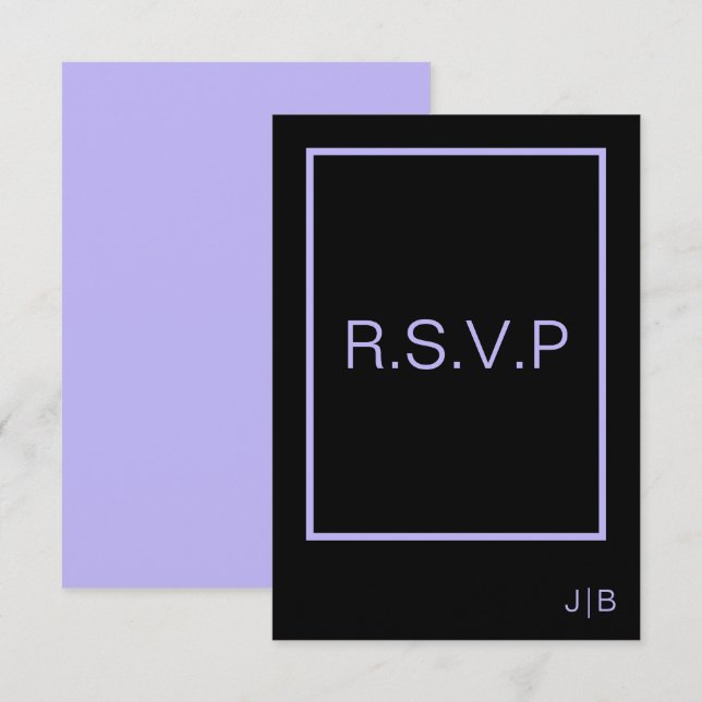 Mariage RSVP noir et lavande CARD (Devant / Derrière)