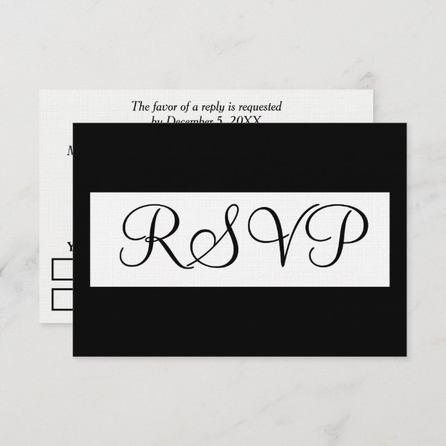 Mariage RSVP officiel noir blanc (Devant / Derrière)