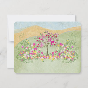 Mariage RSVP Oiseaux de l'Amour Vintage Rose Fleur