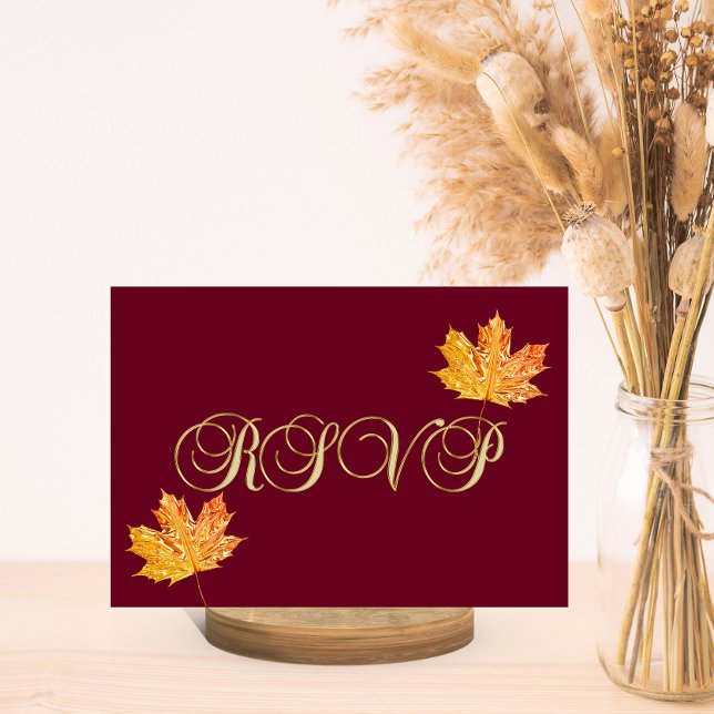 Mariage RSVP personnalisé élégant automne bordeaux (Créateur téléchargé)