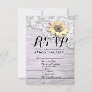 Mariage RSVP Répondre Chic dentelle Tournesol Lumi