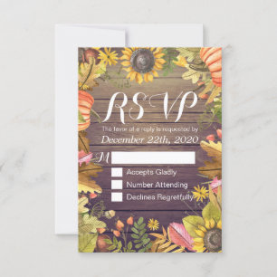 Mariage RSVP Réponse Automne Feuille d'érable Citr