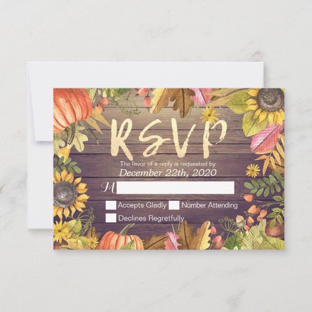 Mariage RSVP Réponse Automne Feuille d'érable Citr (Devant)