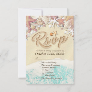 Mariage RSVP Réponse Summer Beach Starfish Seashel