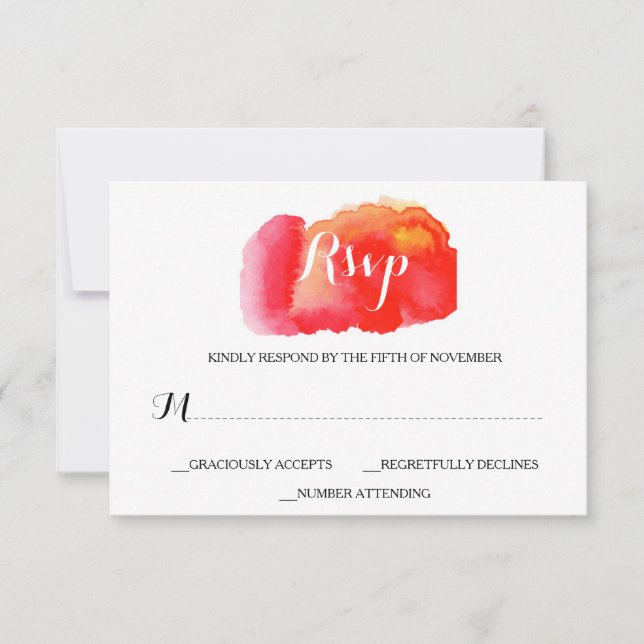 Mariage RSVP romantique en aquarelle rouge (Devant)