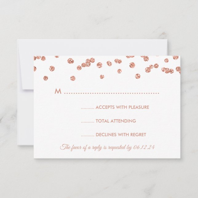 Mariage RSVP Rose Parties scintillant d'or Confett (Devant)