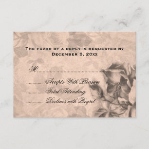 Mariage RSVP Roses Vintages Sepia