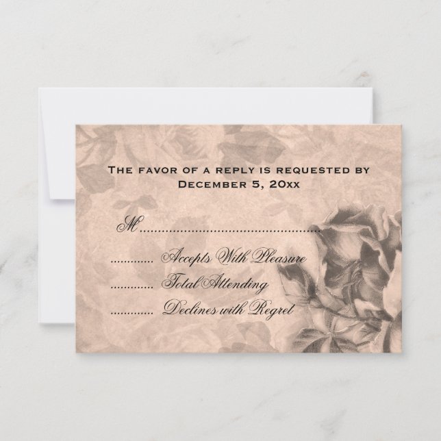 Mariage RSVP Roses Vintages Sepia (Devant)