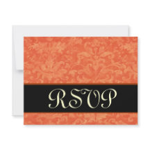Mariage RSVP RSVP Orange and Black Grunge Damask
