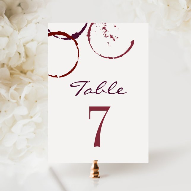 Mariage Rustic Dark Red Wine Stain Numéro de table (Créateur téléchargé)