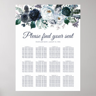 Mariage Rustic Navy Peony 12 Tableau de sièges